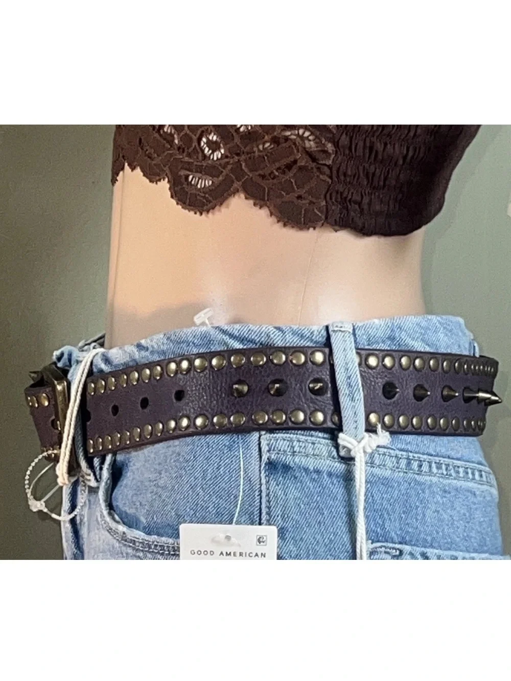 Free People Vertigo Studded Brown Belt nwt M/L